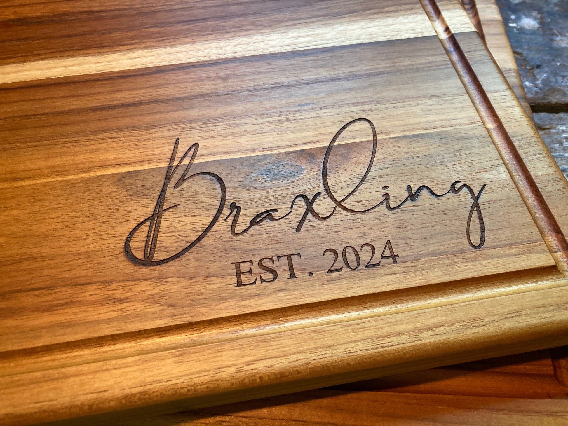 Engraved Teak Cutting Board