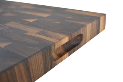 Walnut End Grain Butcher Block with Handles