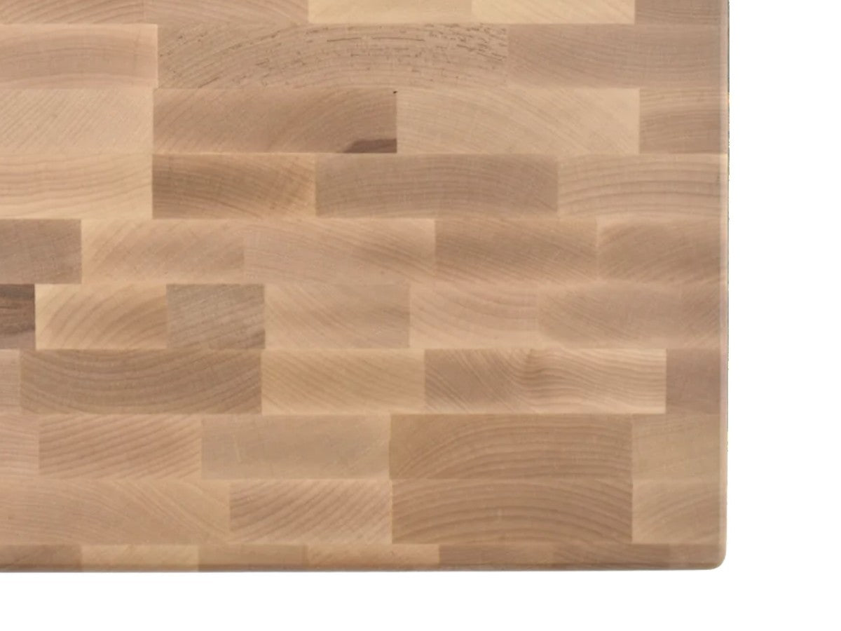 Hard maple end grain butcher block, close-up of the end grain surface with no engraving