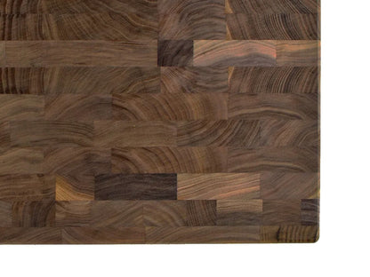 Black walnut end grain butcher block, close-up of the end grain surface with no engraving