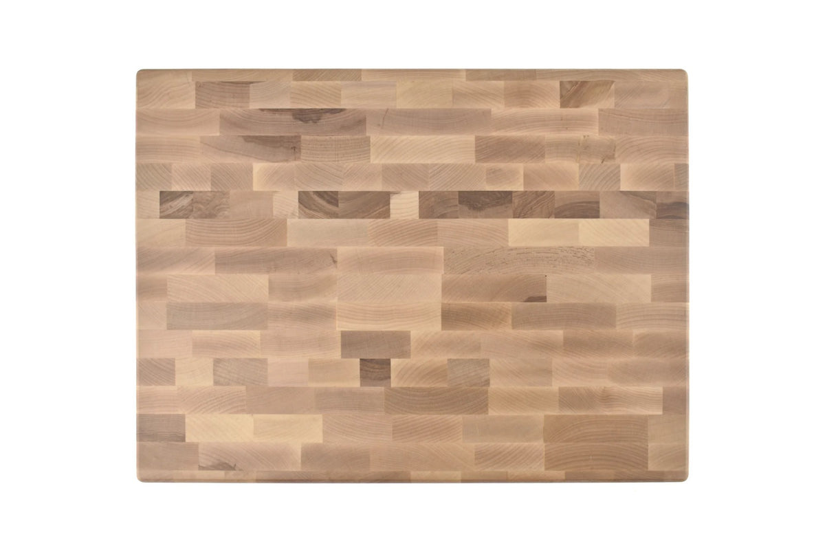 Hard maple end grain butcher block, top view