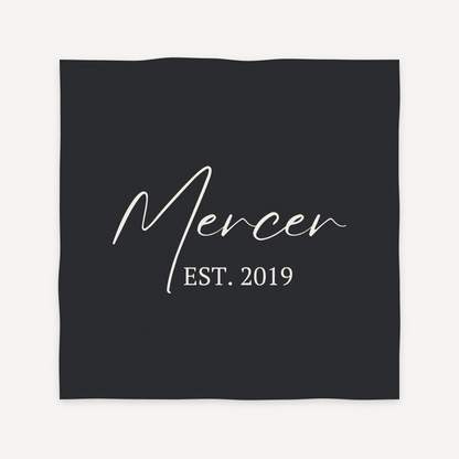 Script engraving layout preview for a personalized slate coaster