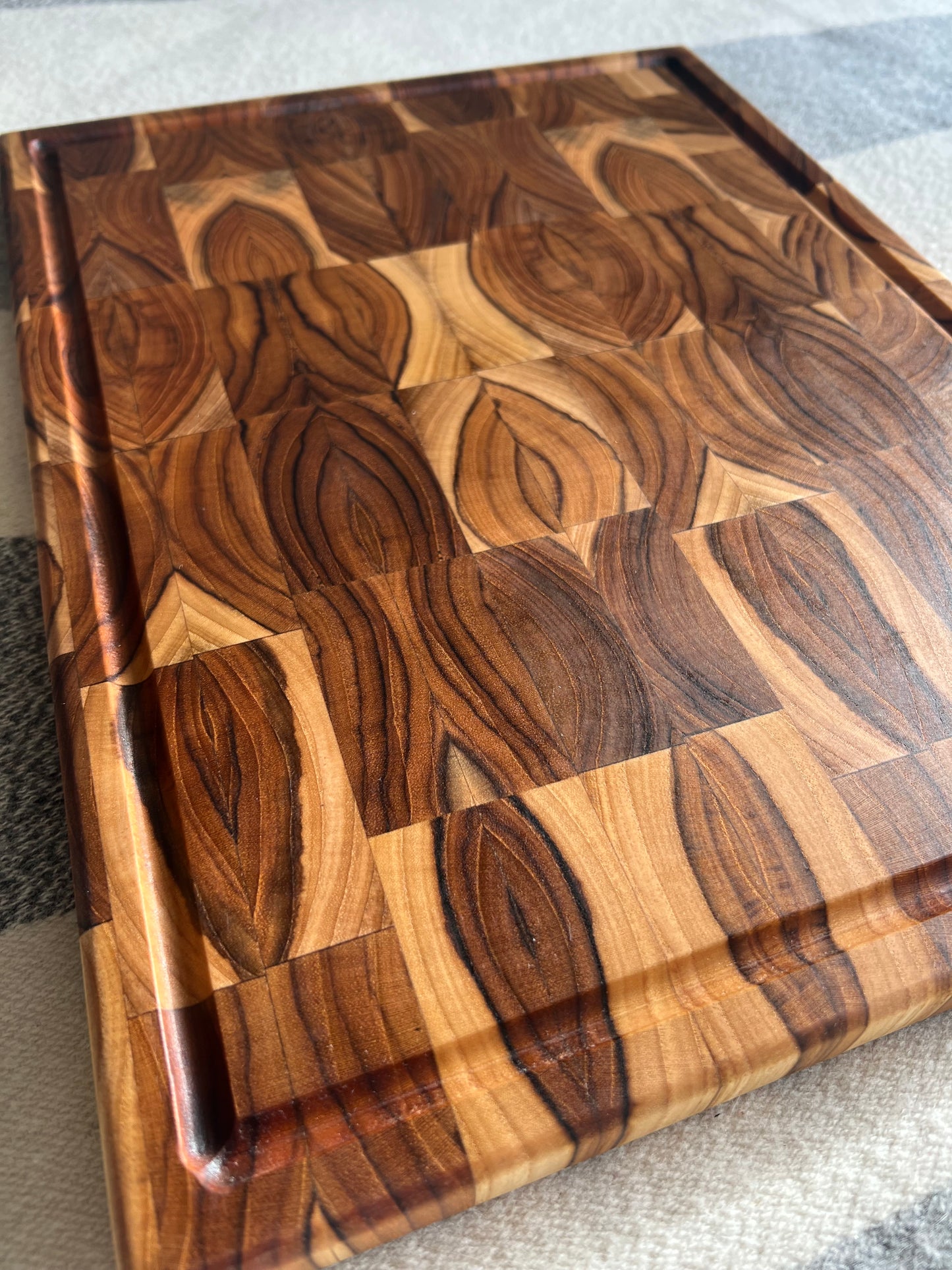 Teak end grain butcher block with juice groove