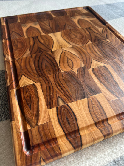 Teak end grain butcher block with juice groove